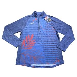 Headsweats Gear Performance Tee Men Large Shirt 1/4 Zip Purple Long Sleeve NWT
